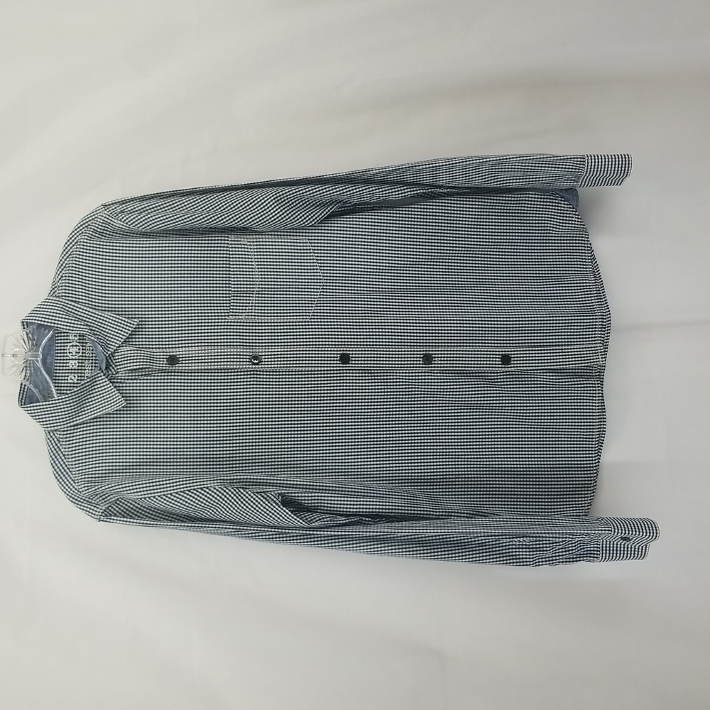 EARNEST SEWN Black White Check Western Casual Button-Down Shirt